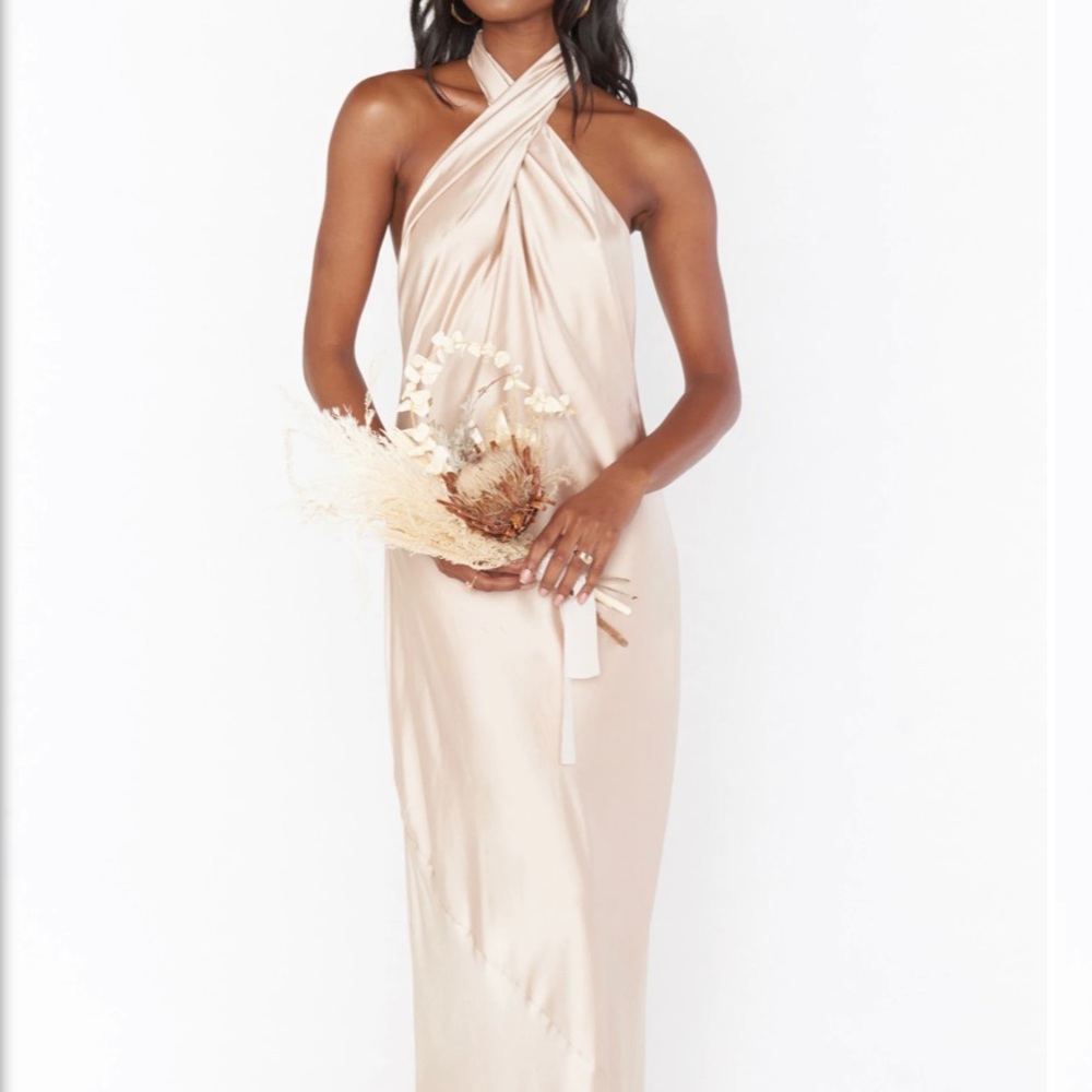 Show me your MUMU Jasmine Halter Dress XS Champagne